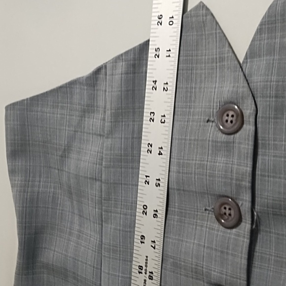 Roar Grey Plaid Satin Back Embroidered Vest Adjustable Back - Picture 9 of 12